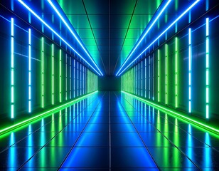 Fototapeta premium Luminous corridor of neon lights creating a futuristic and sleek atmosphere