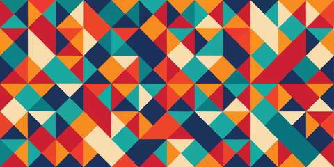 Abstract Colorful Triangular Pattern with Retro Modern Geometric Style Background