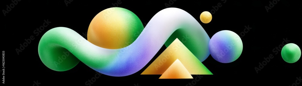 Poster dynamic geometric shapes digital space modern design illustration colorful environment abstract view