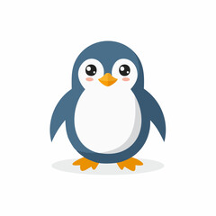 Fototapeta premium Adorable penguin cartoon character standing on a white background, simple and cute