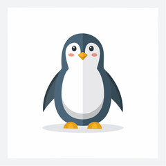 Naklejka premium Adorable Penguin Illustration with Simple Geometric Shapes on Clean White Background Design