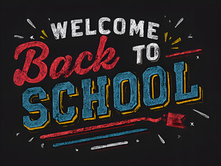Welcome back to school text design with chalkboard style and colorful accents