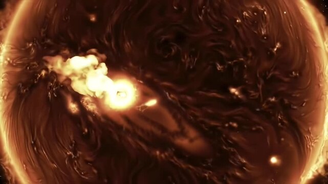 Comet Impacting Sun, Solar Flare Eruption, Space Background