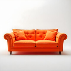 Fototapeta premium orange sofa couch modern isolated on white background