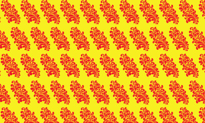 Abstract floral fire pattern, a seamless texture illustration with orange and yellow flames, ideal for fabric or vintage wallpaper design