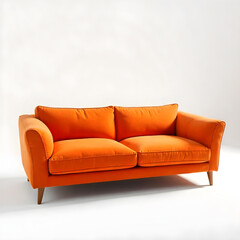 orange sofa couch modern isolated on white background