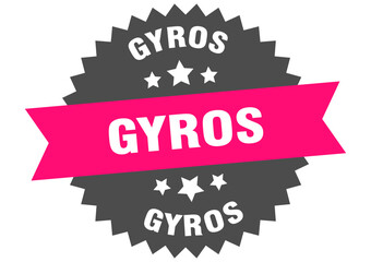 gyros. gyros round pink label isolated on transparent background