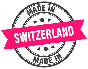 Made in Switzerland round sign. Made in Switzerland stamp.