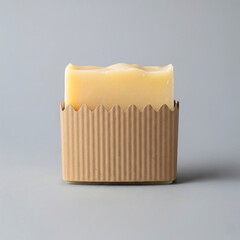  Organic Handcrafted Soap Bar with Corrugated Cardboard Packaging on a Grey Background