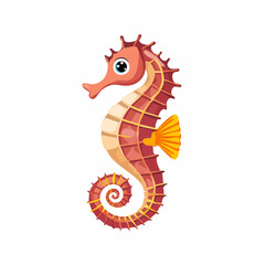 Fototapeta premium Cartoon Seahorse with Vibrant Colors on a White Background Detailed Vector Illustration