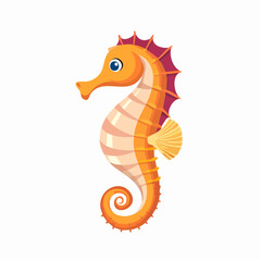 Fototapeta premium Cartoon Seahorse Illustration on White Background for Children's Book or Print