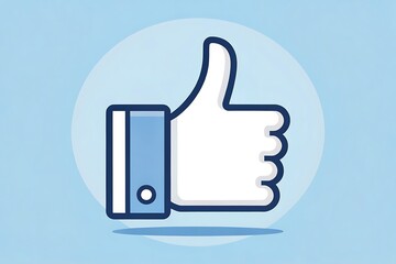 White thumb up symbol flat design blue and white like icon