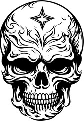 Decorative floral Skull art for dark fantasy tattoo concept