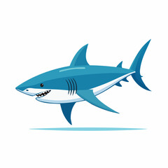 Obraz premium Cartoon Great White Shark Illustration Swimming Gracefully in a Simple Graphic Style