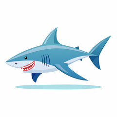 Obraz premium Cartoon shark illustration with menacing grin showcasing marine wildlife depiction