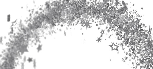 Fototapeta premium Sparkling silver stars burst across white. Perfect for celebration, holidays, or magical designs.