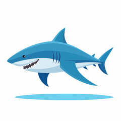 Fototapeta premium Cartoon Great White Shark Illustration: A Simplistic and Stylized Marine Predator depiction