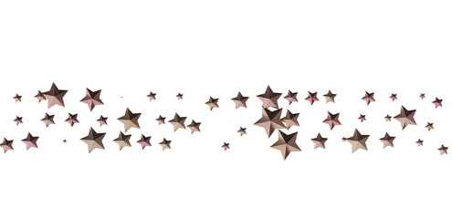 Beautiful rose gold stars scattered on white background. Perfect for festive designs.
