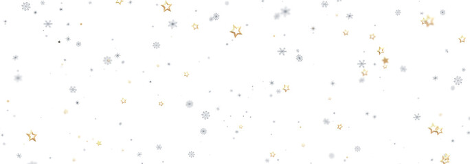 Beautiful winter background with gold and silver stars and snowflakes. Perfect for holidays.