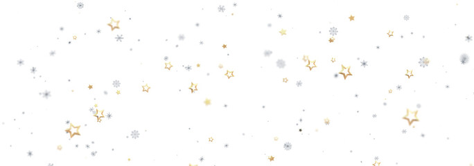 Beautiful image of gold and silver stars falling on white background. Perfect for holidays.