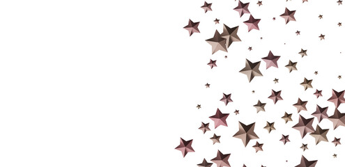 Beautiful rose gold stars scattered on a white background. Perfect for festive designs.