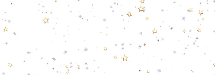 Beautiful image of gold and silver stars on white background, perfect for holidays.
