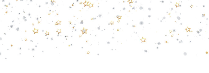 Beautiful image of gold and silver stars falling on white background. Perfect for holidays.