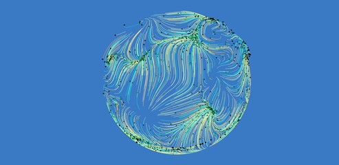 Intricate design of swirling lines and dots. Perfect for tech, science, or abstract backgrounds.