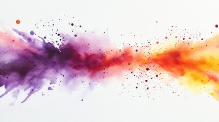 Fototapeta premium Abstract Watercolor Sunset Purple, Orange and Red Splashes, Watercolor Painting, Abstract Art