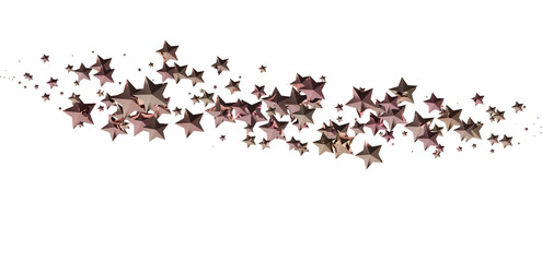 Beautiful rose gold stars falling on white. Perfect for festive designs.