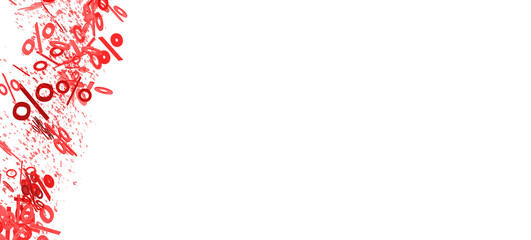 Abstract background with red percentage symbols falling. Perfect for sale banners and promotions.