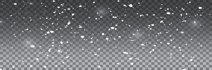 Abstract winter background from snowflakes blown by the wind on a white checkered background. White dust light png.