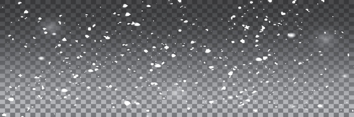 Abstract winter background from snowflakes blown by the wind on a white checkered background. White dust light png.