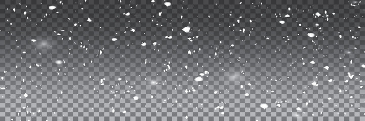 Falling snow on transparent background