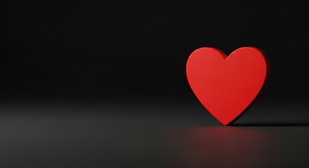 A Symbol of Affection: Minimalist Red Heart on a Dark Background