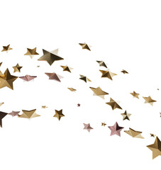 Beautiful golden stars falling on a white background. Perfect for celebration, holidays, and more.