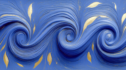 Abstract Blue and Gold Swirl Texture Pattern