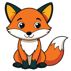 Obraz premium Cute cartoon fox sitting animal orange