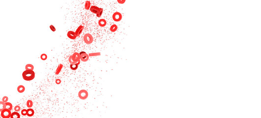 Abstract background with red rings falling on white. Perfect for website banners, presentations, and more.