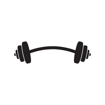 Curved barbell silhouette vector flat illustration design on white background