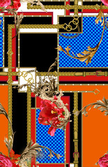 grunge background with birds and flowers