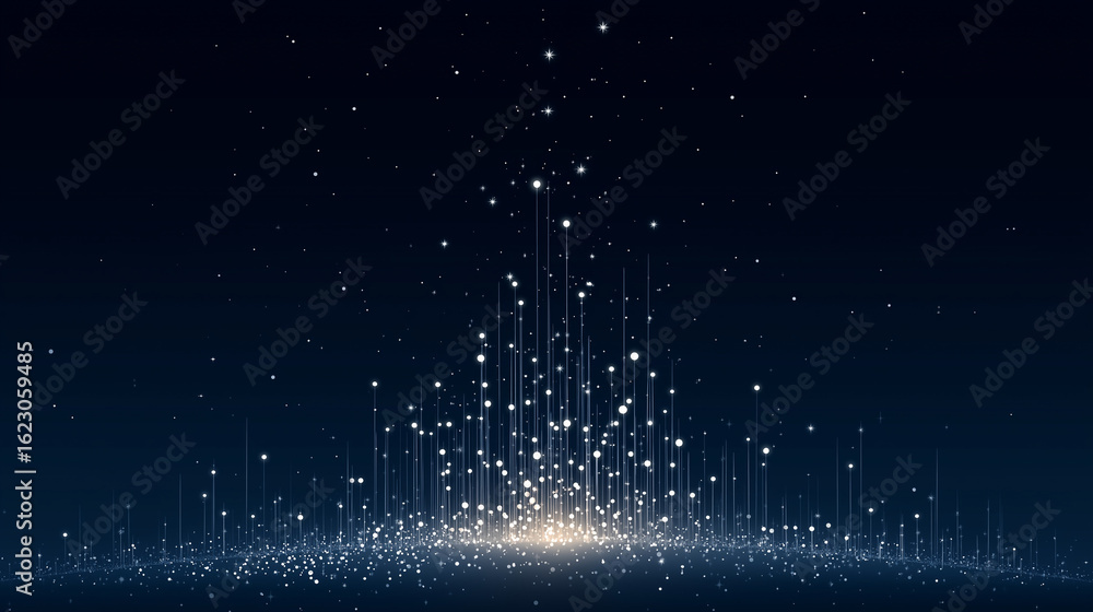 Poster digital ascent: a mesmerizing visualization of data streams ascending, sparkling with brilliance, si