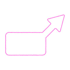 手書き風矢印吹き出し　右上矢印　ピンク線