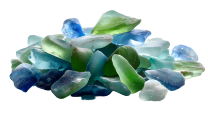Natural Sea Glass Art - Teal, Azure, Emerald Tones