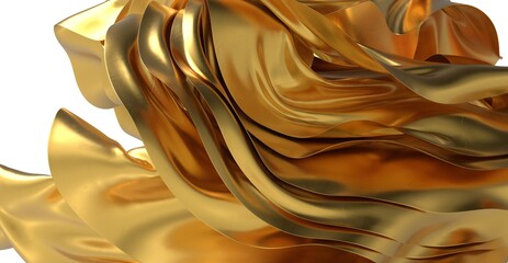 Luxury gold fabric texture, abstract background, elegant waves, shiny folds, metallic sheen, golden...