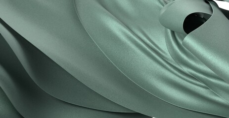 Elegant green silk fabric texture.  Perfect for design backgrounds, fashion, and luxury.