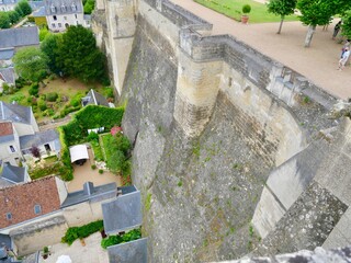 Vue sur les remparts et les jardins du Château d'Amboise surplombant la Loire.