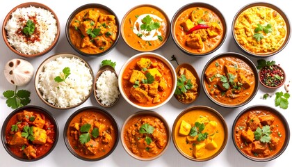 Aromatic Indian Curry Platter with Rice Bowls