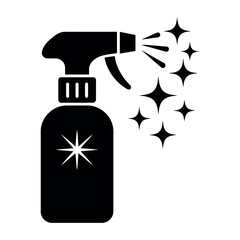 Cleaning spray bottle with sparkles silhouette cleaner disinfectant