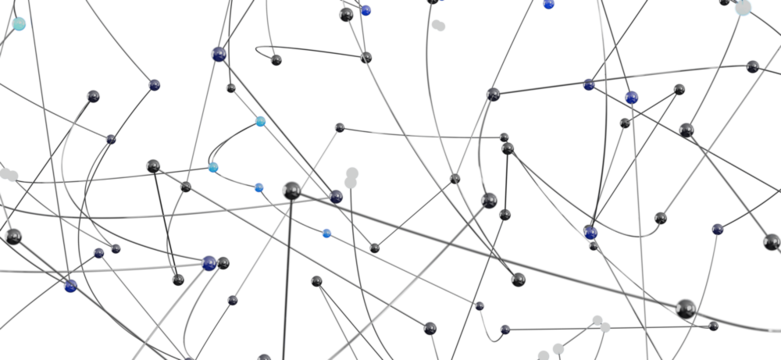 Complex network, connection, technology, data, communication, digital, abstract, futuristic, nodes, lines, spheres - Powered by Adobe